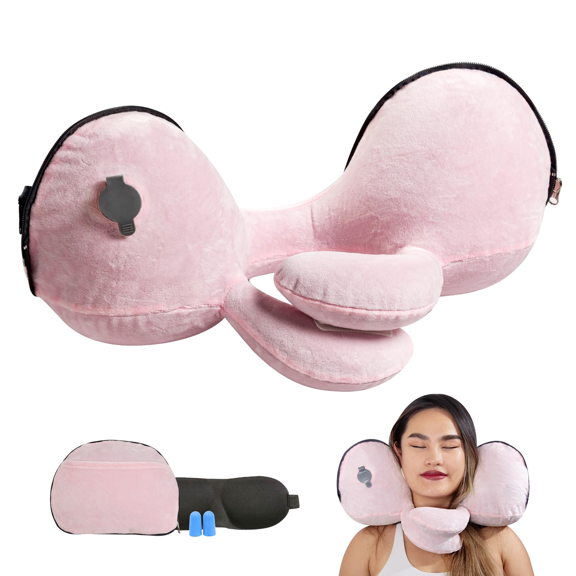 Aufblasbares Reisekissen Travel Pillows Reise-Welt Pink Einzel 