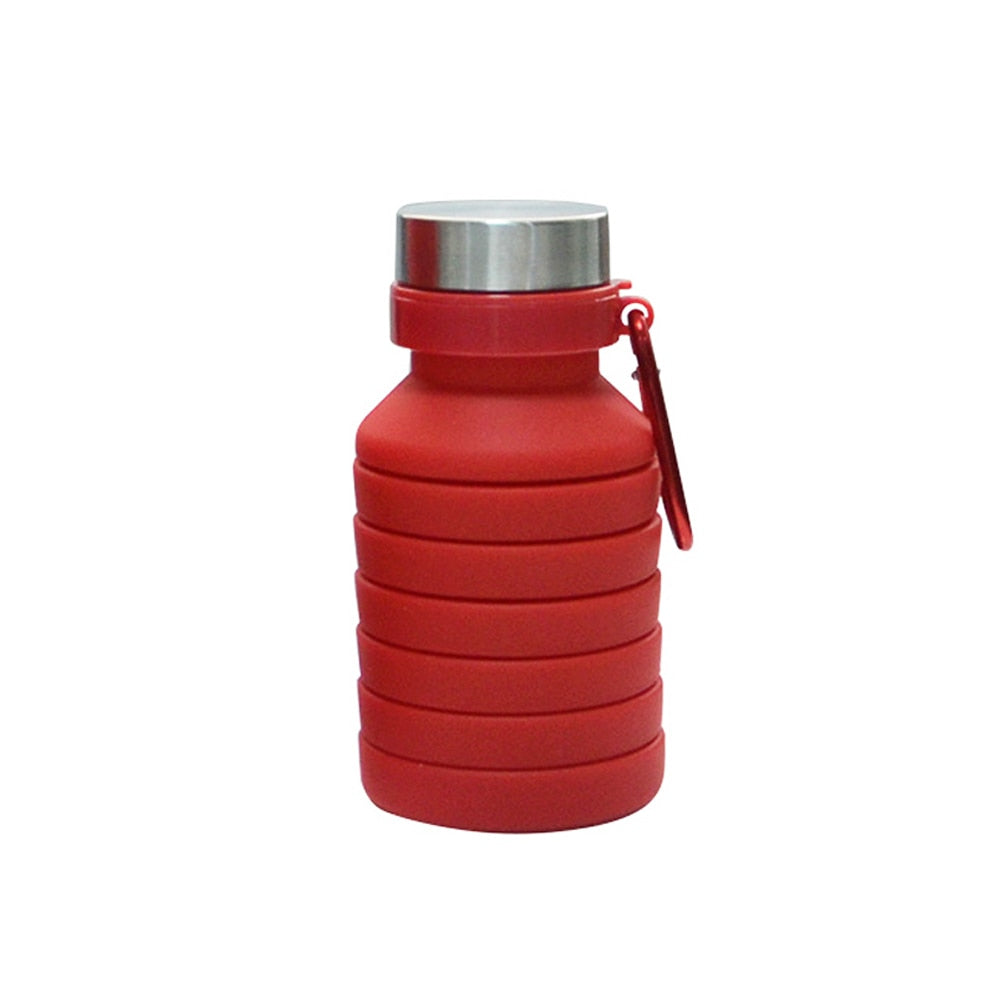 Faltbare Wasserflasche Faltbare Wasserflasche aus Silikon Reise-Welt Rot  