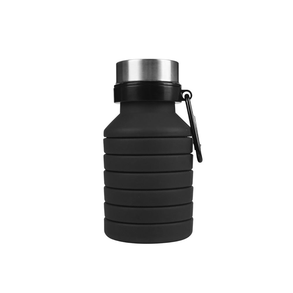 Faltbare Wasserflasche Faltbare Wasserflasche aus Silikon Reise-Welt Schwarz  