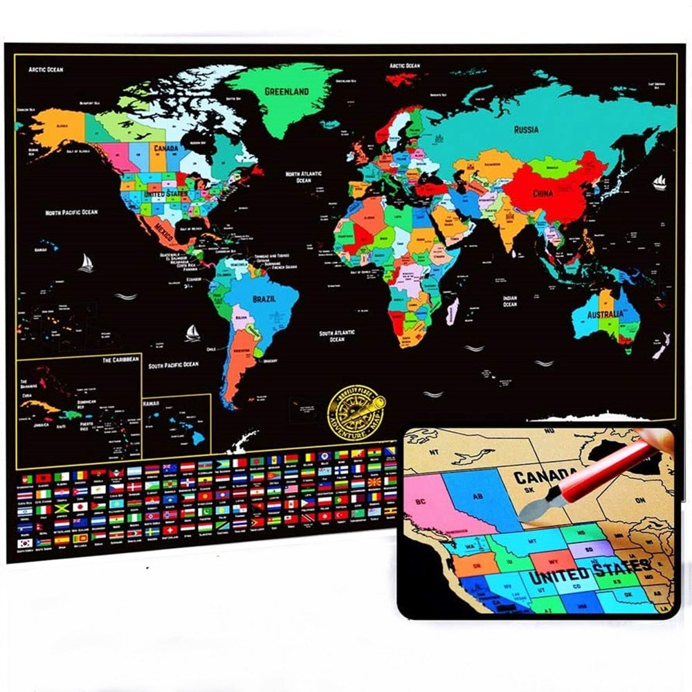 Weltkarte zum Freirubbeln